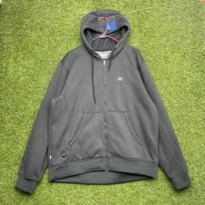 Mobile Warming Hoodie Mens XL Gray Full Zip Heated Thermal Fleece Sweatshirt